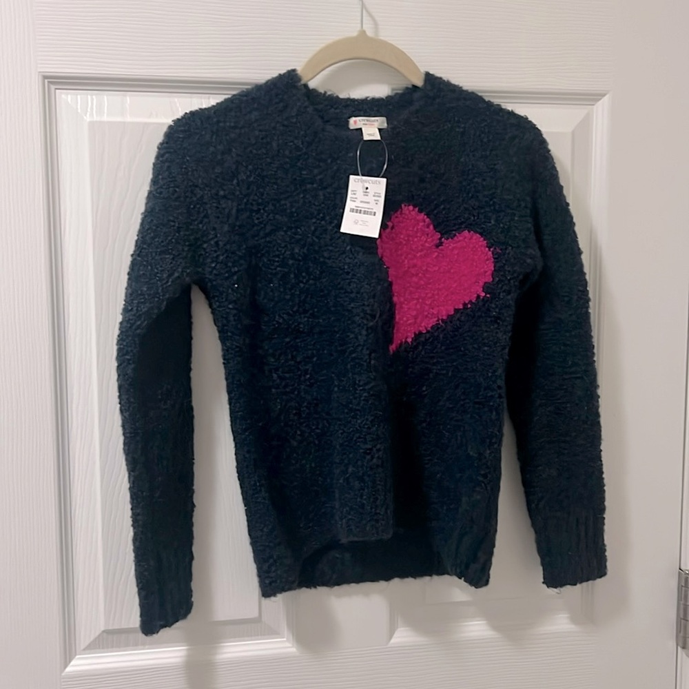Crewcuts J.Crew Girls' heart crewneck sweater in bubble yarn NEW size M